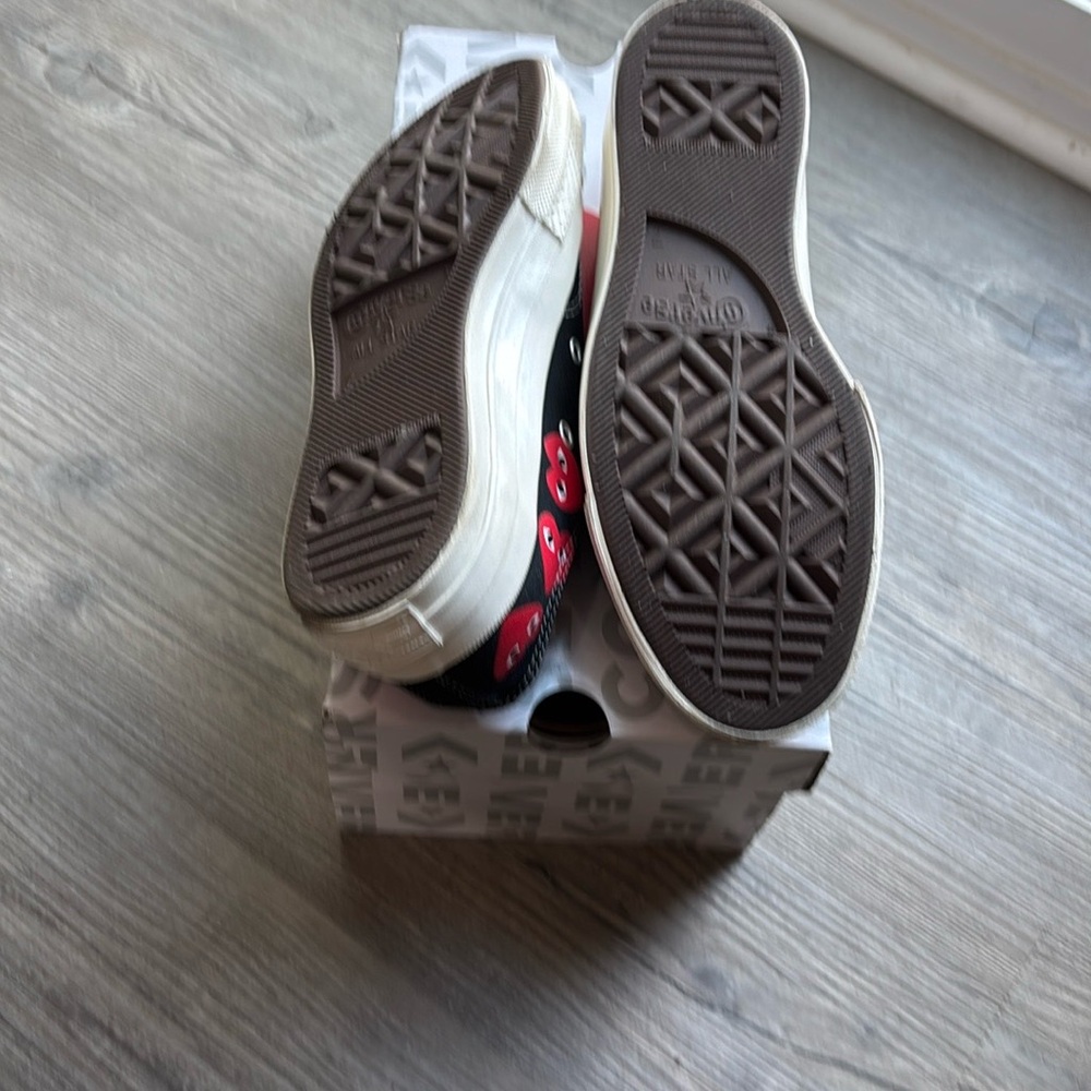 Converse Cômme des Garçons Black and White Sneakers with Red Accents 9 - Picture 8 of 8